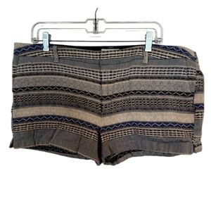 Merona textured blue gray print short shorts, hot pants 16